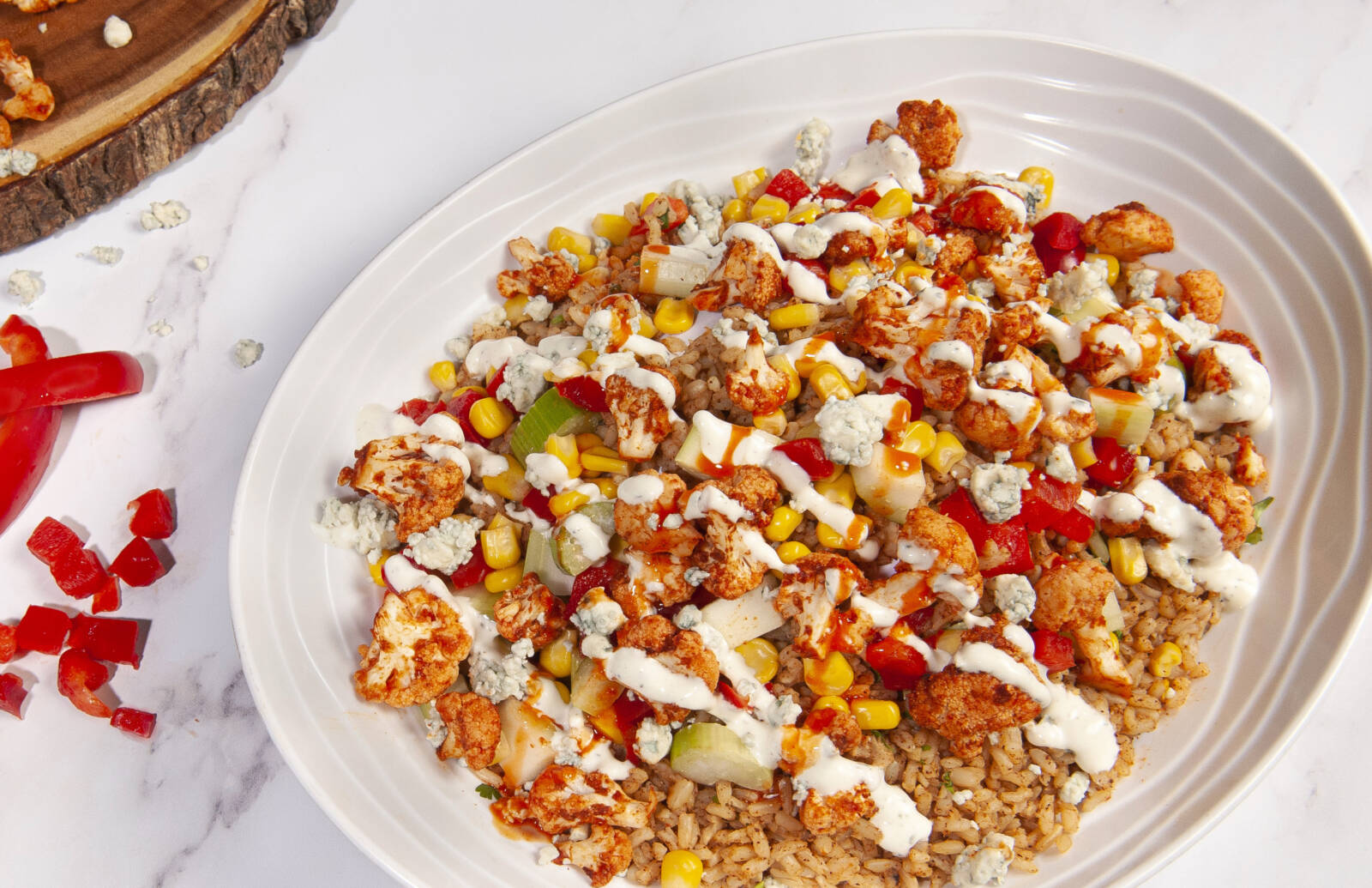 Chop5 Salads & Bowls has the best food in Columbus including their Cauliflower Chicken Bowl